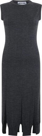 Moschino Gebreide Jurk tot op de Enkel - Dames - Kleedjes - Grijs - S - Wol - Kleedjes