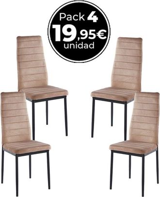 Regalos Miguel Regalos Miguel - Packs Sillas Comedor - Pack 4 Sillas Lauter Terciopelo - Champán