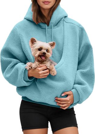 Generic Hoodies For Women Uk Plus Size Pet Pouch Hoodie Funny Sweatshirts With Kangaroo Pocket Cute Pet Holder Sweatshirt Autumn Winter Warm Fuzzy Long Sleeve