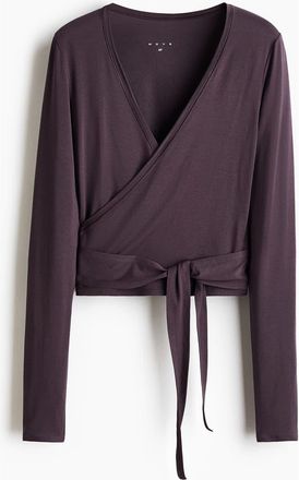 H&M Sports Wrap Top In Modal in Plum Purple at Nordstrom, Size Xx-Large