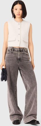 Maje Beaded Tweed Jacket - Off White - Maje