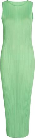 Pleats Please Issey Miyake Pleated Woven Midi Dress - Light Green - 3