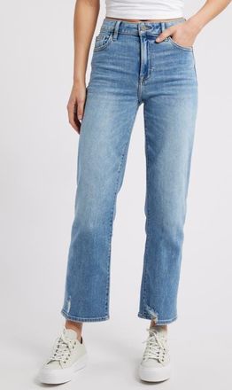 Hidden Jeans Frayed Hem Straight Leg Jeans in Med Wash at Nordstrom, Size 25