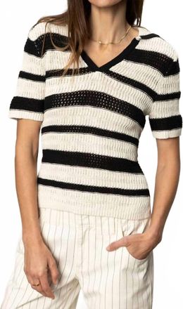 Sanctuary Knitted Collared Top In Black/chalk