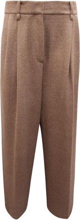 Emma & Gaia 45P838 Wijde Broek - Dames - Broeken - Bruin - M - Katoen - Broeken