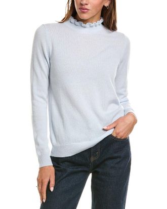 Sofiacashmere Sofiacashmere Ruffle Mock Neck 100% Cashmere Sweater