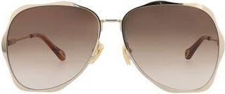 Chlo&eacute; 60mm Wavy Sunglasses in Gold Gold Brown at Nordstrom Rack