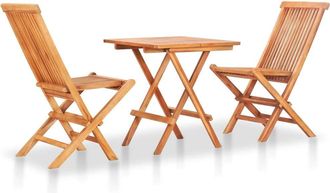 vidaXL Mesa Y Sillas De Jard&iacute;n Plegables 3 Pzas Madera Maciza De Teca Vidaxl