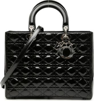 Dior Borsa a tracolla Lady Dior grande con finitura lucida con motivo Cannage 2012 - Nero