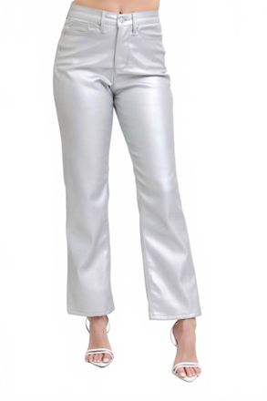 Judy Blue Faux Leather Straight Pants In Silver