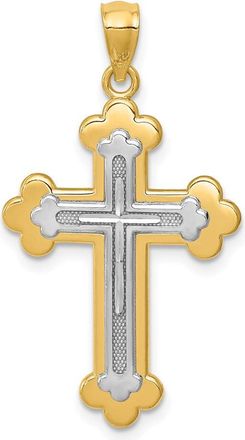 Diamond2Deal 14k Two-tone Gold Budded Cross Pendant