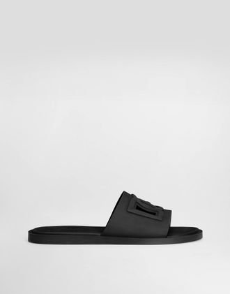 Dolce & Gabbana Rubber Beachwear Sliders - Man Sandals And Slides Black Rubber 44
