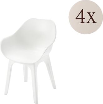 Dmora Silla Exterior Beachfield, 4 Sillas, Reposabrazos Hecho En Italia, Soporta 120 Kg, Blanco