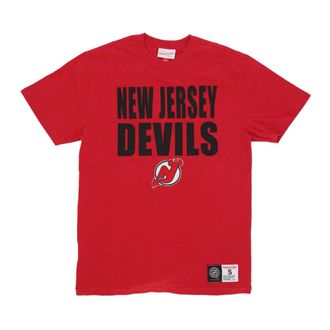 Mitchell & Ness Tops, Heren, Rood, L, Katoen, NHL Devils Tee Celebration Shirt