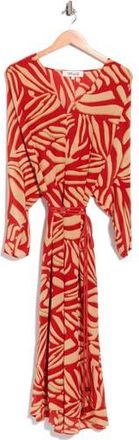 Diane Von F&uuml;rstenberg Sadie Long Sleeve Silk Wrap Dress in Savanna Shadow Burnt Ochre at Nordstrom Rack, Size Xx-Small