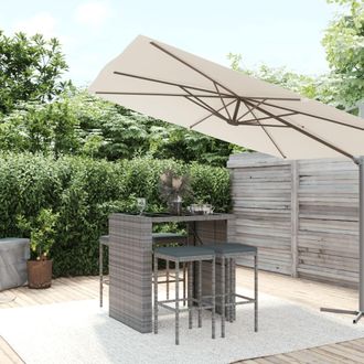 vidaXL Mesa Y Taburetes Altos Jard&iacute;n 5 Piezas Y Cojines Rat&aacute;n Pe Gris Vidaxl