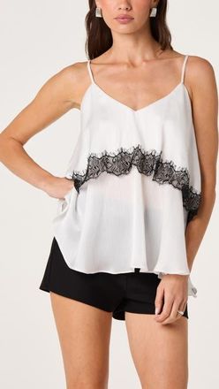ASTR the Label Beara Lace Trim Camisole Shell in White at Nordstrom, Size X-Small