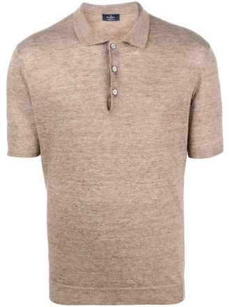 Barba short-sleeved polo shirt - men - Linen/Flax - 50 - Brown