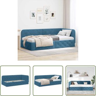 vidaXL Letto a L - Cornice del letto ad angolo Blu 90 x 190 cm Velluto