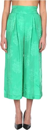 Pinko Floral Jacquard Amazonia Broek - Dames - Wijde Broeken - Groen - S - Broeken