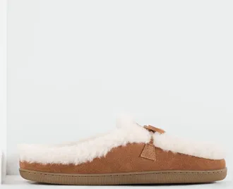 Talbots Marley Suede Shearling Slippers - Jasper - 10M Talbots
