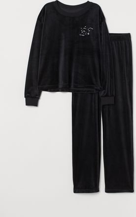 H&M Pyjama aus Velours - Schwarz