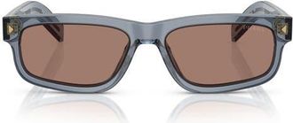 Prada 57mm Rectangular Sunglasses in Ocean /Brown Mirror Grey at Nordstrom