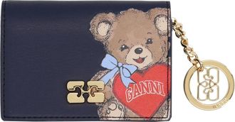 Ganni Kaarthouder met Flap Puddle - Dames - Portefeuilles - Blauw - ONE Size - Accessoires
