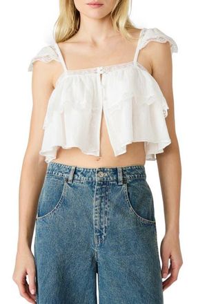 Steve Madden Leta Lace & Ruffle Crop Tank in Snow White at Nordstrom, Size X-Small