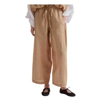 Meimeij Wide Trousers, female, Beige, Size: 2XS Long Drawstring Trousers