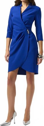 Joseph Ribkoff Pleated Faux Wrap Sheath Dress In Royal Sapphire