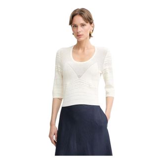 Twinset Truien & Vesten, Dames, Beige, M, Pointelle Gebreide Trui