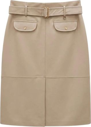 Moncler Rokken, Dames, Beige, 2Xs, Katoen, Leren Rok tot op de Knie