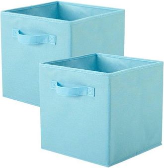 OEM Cajas De Almacenamiento Plegables - 2 Piezas, Forma C&uacute;bica, Tela De Lujo, Azul Claro