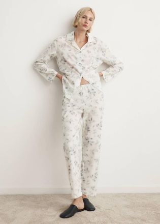 Mango Camicia pigiama cotone stampa floreale blu inchiostro - Donna - S - MANGO