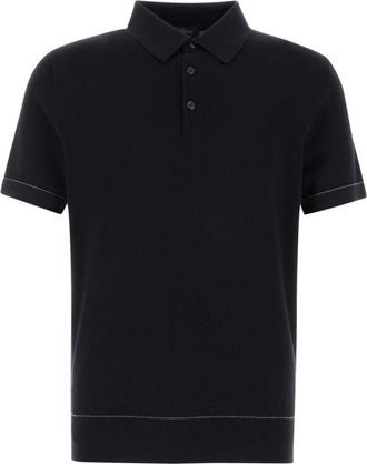 Brioni Black Regular Fit Cotton Polo