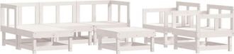 vidaXL Juego De Muebles De Jard&iacute;n 7 Pzas Madera Maciza De Pino Blanco Vidaxl