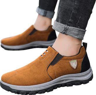 Generic Mens Casual Trainer Style Shoes, Suede Shoe Lightweight Walking Trainers Anti Slip Trekking Shoes Lace-Up Sports Shoe Retro Fashion Winter Trainer Sli