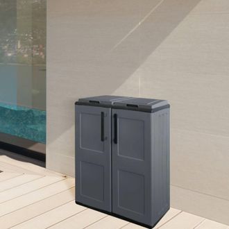 Dmora Armario De Basura Para Exteriores O Internos, 2 Bolsas Con 2 Puertas, 100% Made In Italy, 68x37h84 Cm, Color Gris, Con Embalaje Reforzado - Dmora