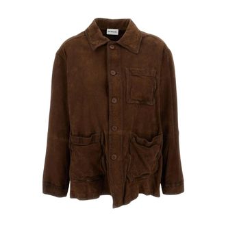 P.A.R.O.S.H. Leather Jackets, female, Brown, Size: S Shirt-Style Suede Jacket