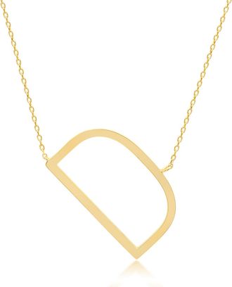 MAX + STONE 10k Solid Yellow Gold Large Sideways Block Letter Initial with Extendable Cable Chain, 16 to 18 inches