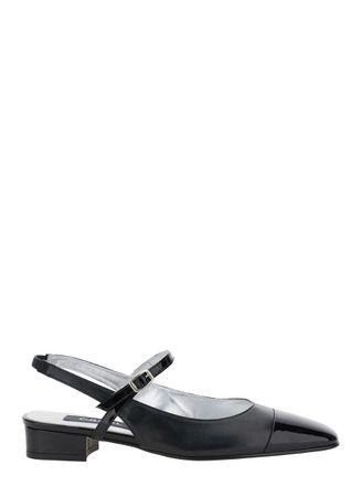 Carel Oceano Black Slingback Ballet Shoes In Leather Woman