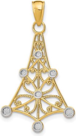 Diamond2Deal 14k Yellow Gold and White Rhodium Textured Chandelier Charm Pendant