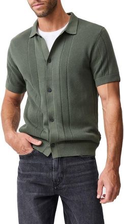 Rodd & Gunn Cobb River Short Sleeve Knit Button-Up Shirt in Forest at Nordstrom, Size X-Large