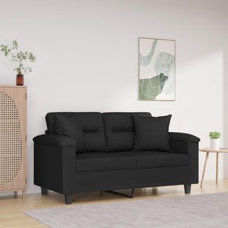 vidaXL Sof&aacute; De 2 Plazas Con Cojines Tela De Microfibra Negro 120 Cm Vidaxl