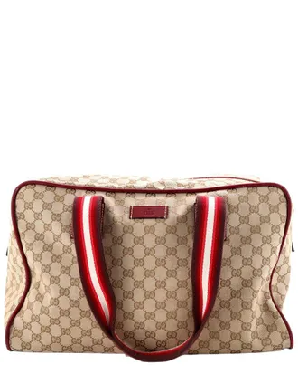 Gucci Brown Gg Canvas Web Carry On Duffle Bag Large (Authentic Pre-Loved)