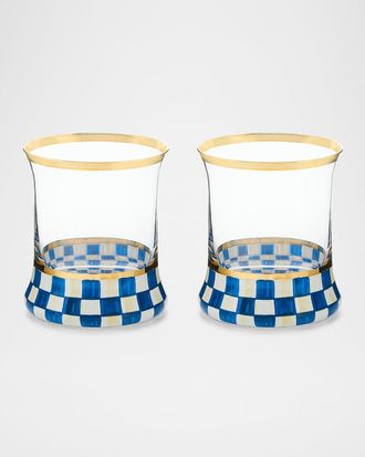 MacKenzie-Childs Royal Check Tumbler Glass, Set of 2