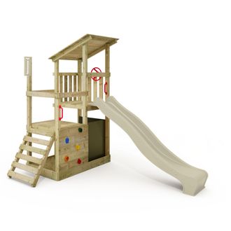 Fatmoose Parque Infantil De Madera Fatmoose Fruityforest Fun Con Tobogan Y Arenero En Verde Salvia