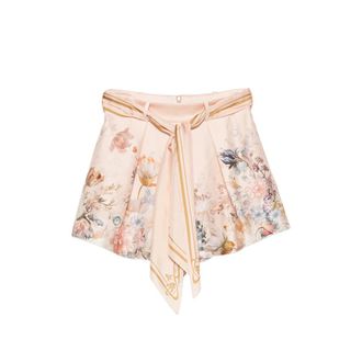 Zimmermann Floral-print Belted Shorts