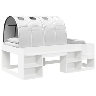 vidaXL Cama Con T&uacute;nel Con Estante 3 Pcs Blanco Madera De Ingenier&iacute;a Vidaxl